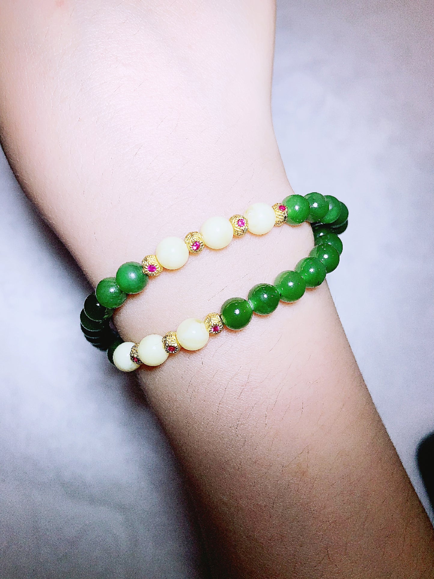 925 Sterling Silver Gold-plated Green Tourmaline With Beeswax Bead Necklace