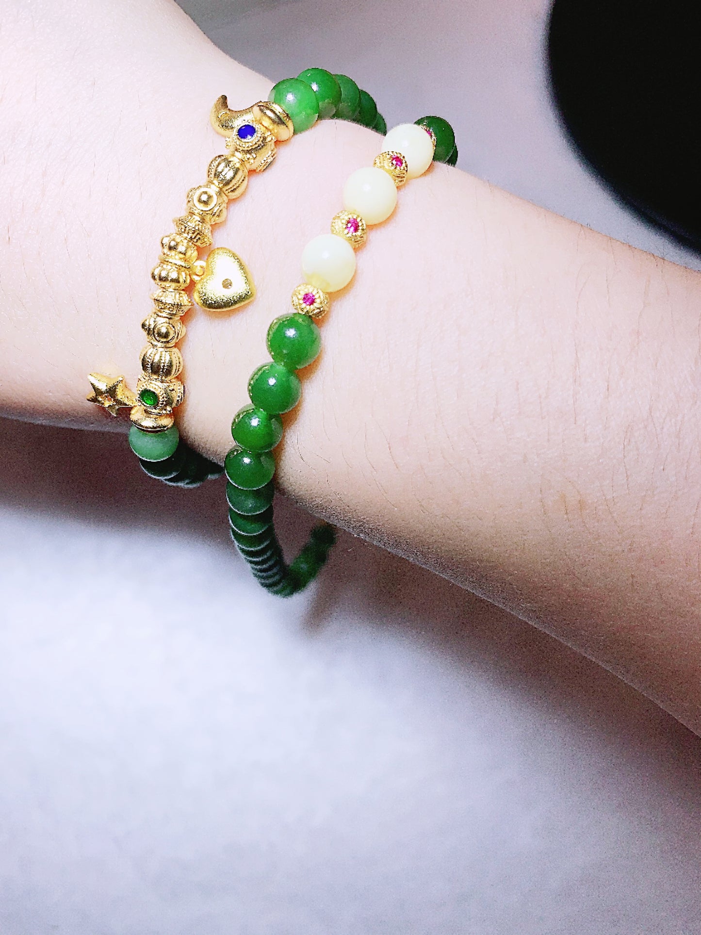 925 Sterling Silver Gold-plated Green Tourmaline With Beeswax Bead Necklace