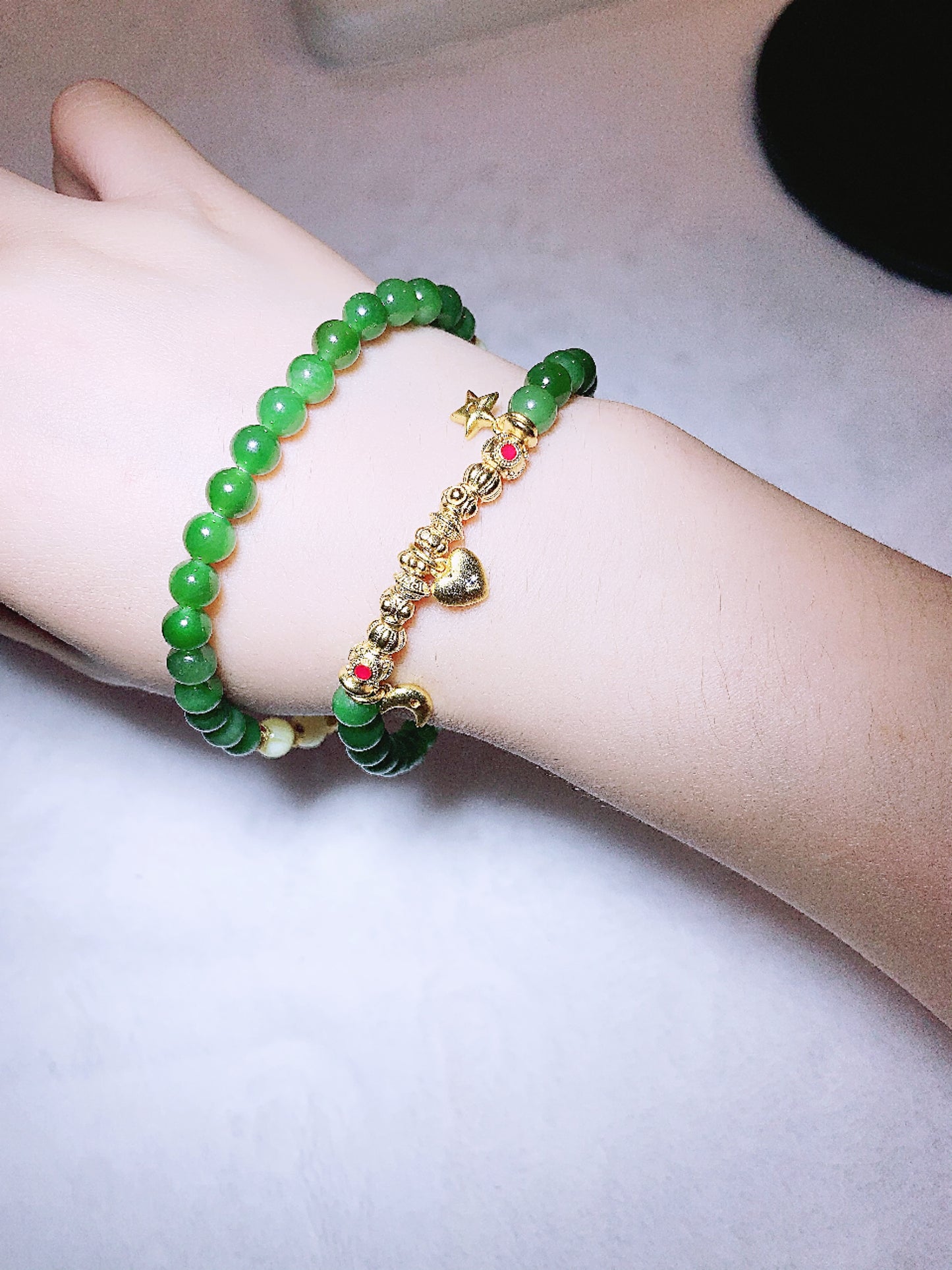925 Sterling Silver Gold-plated Green Tourmaline With Beeswax Bead Necklace