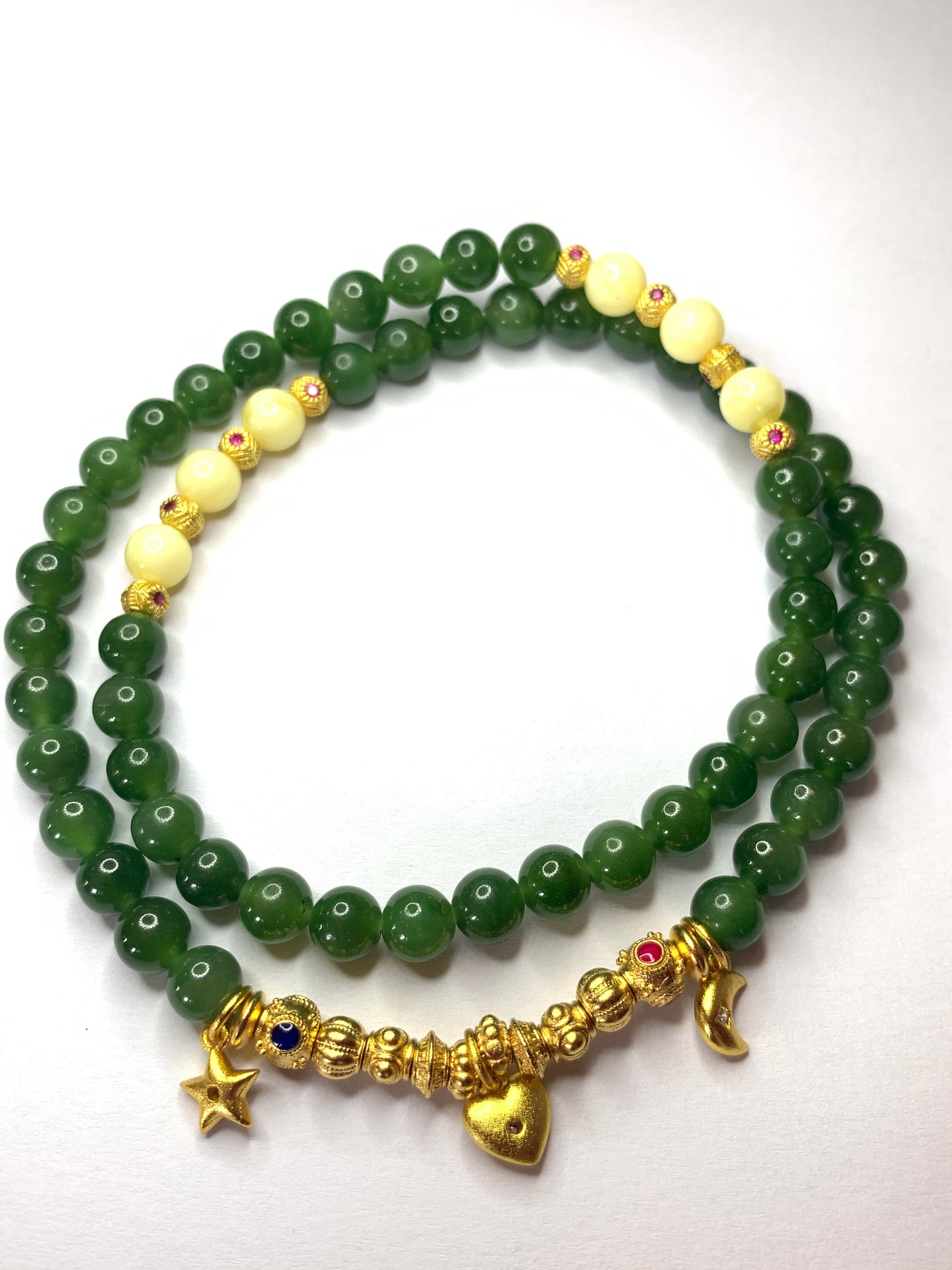 925 Sterling Silver Gold-plated Green Tourmaline With Beeswax Bead Necklace