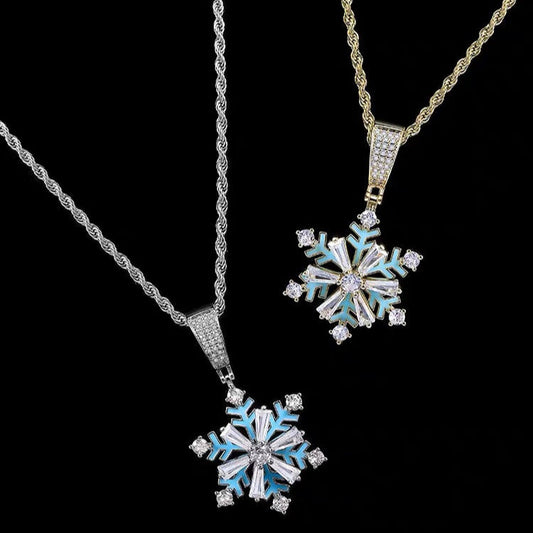 Small Rotatable Snowflake Pendant Inlaid With Moissanite Hip-hop Cool Style