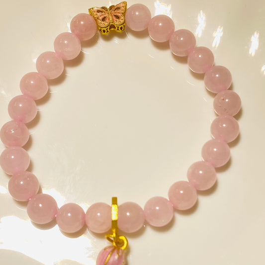 Pink Crystal Tulip Pendant Bracelet
