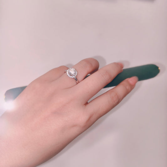 925 Silver Moissanite Simple Round Ring