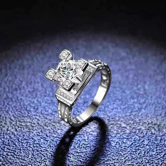 1 Carat 925 Sterling Silver Eiffel Tower Moissanite Ring