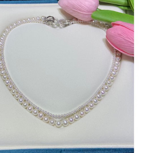 3-3.5mm and 7-8mm Double Layer Pearl Necklace