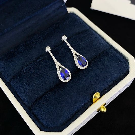18K Gold Cultured Sapphire Earrings