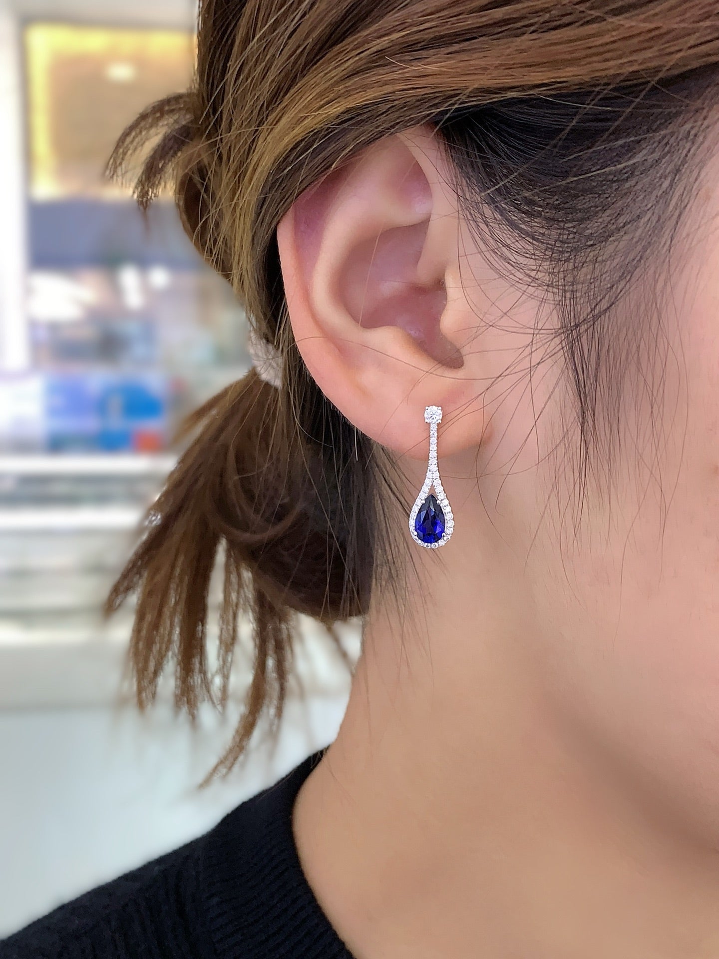 18K Gold Cultured Sapphire Earrings