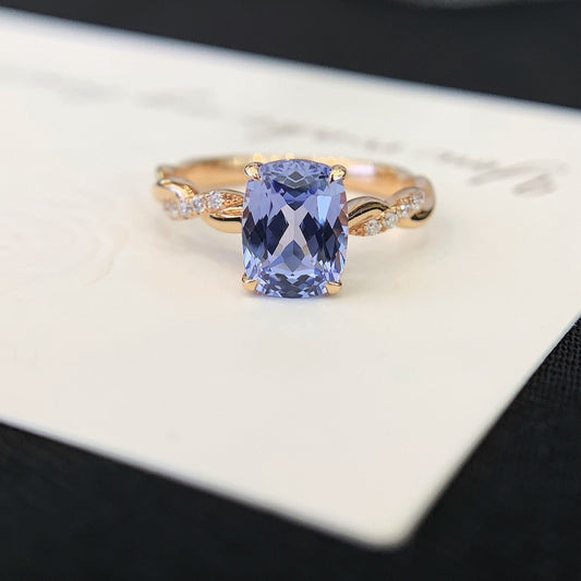 18K Gold Sapphire and Moissanite Ring