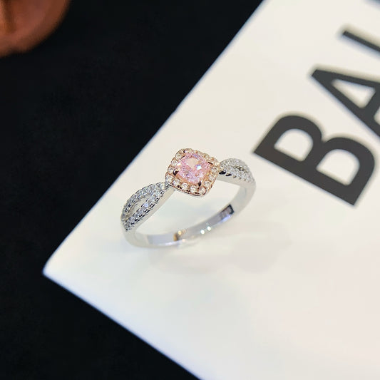 Sterling Silver Rhombus Pink Gemstone Ring