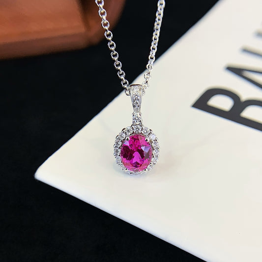 1.7 CT 18k Gold Ruby And Moissanite Pendant Necklace