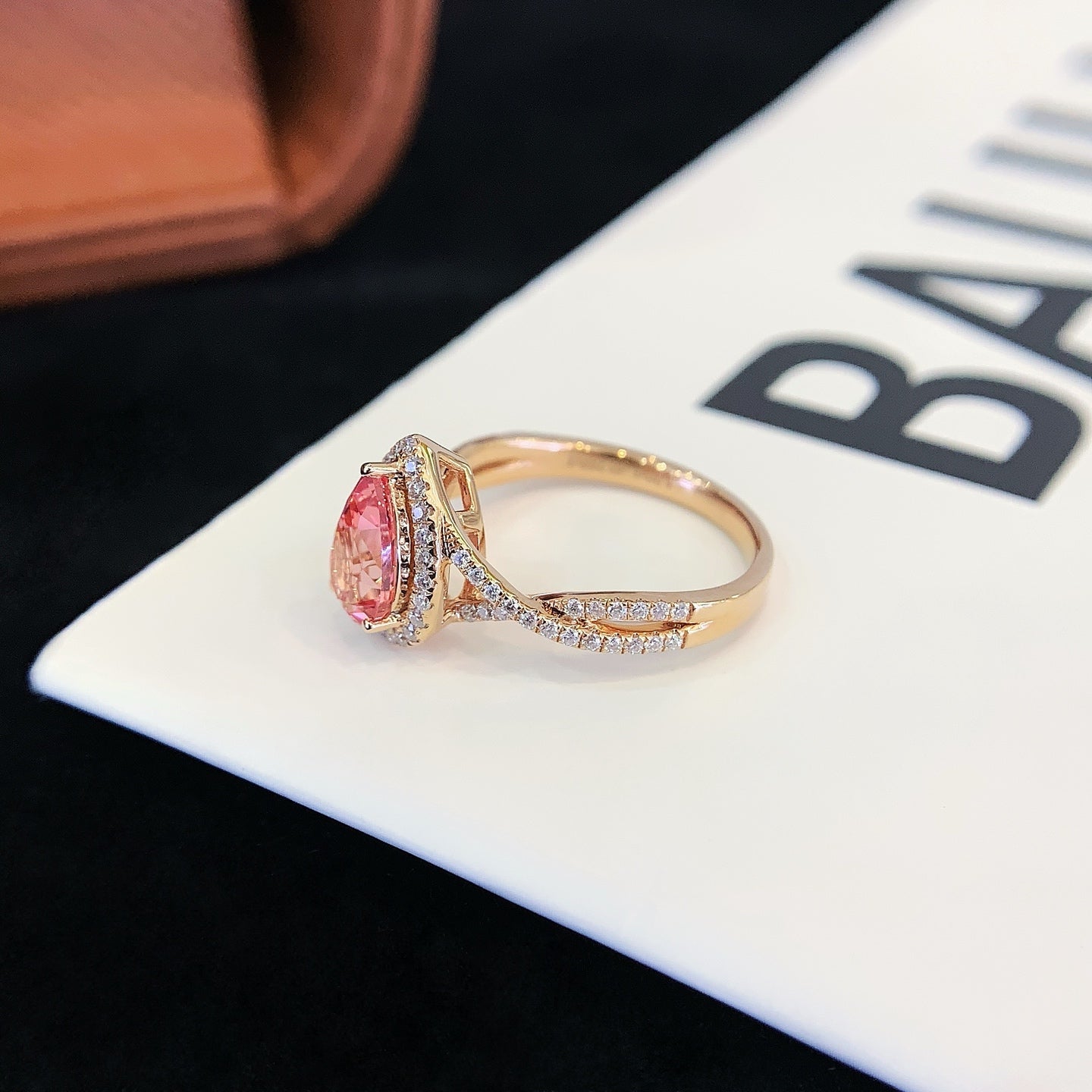1.2ct Cultured Gemstone Inlaid Moissanite Diamond Ring