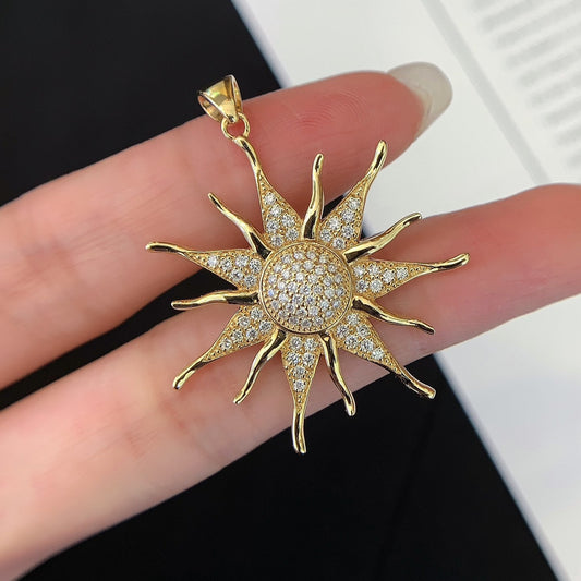 18K Gold Diamond Sun Pendant