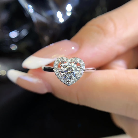 18K Heart Shaped Cultured Diamond Ring