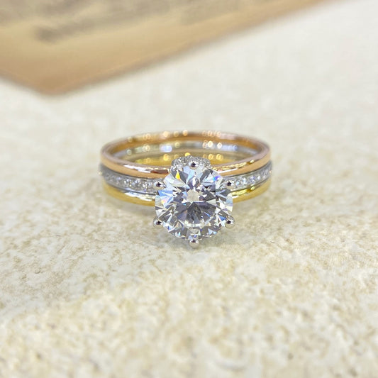 1.52 Carat Cultivated Diamond Ring+18K Gold Ring