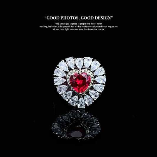 925 Sterling Silver Heart-Shaped Ring With Ruby