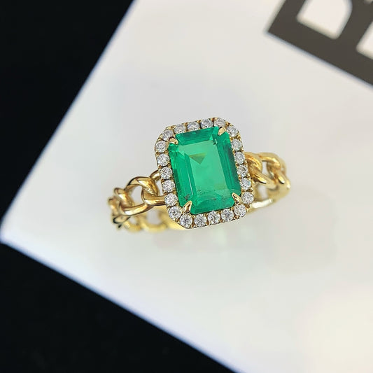 1.4 Carat Cultured Emerald 18K Gold Ring