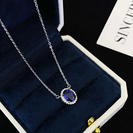 S925 silver sapphire necklace