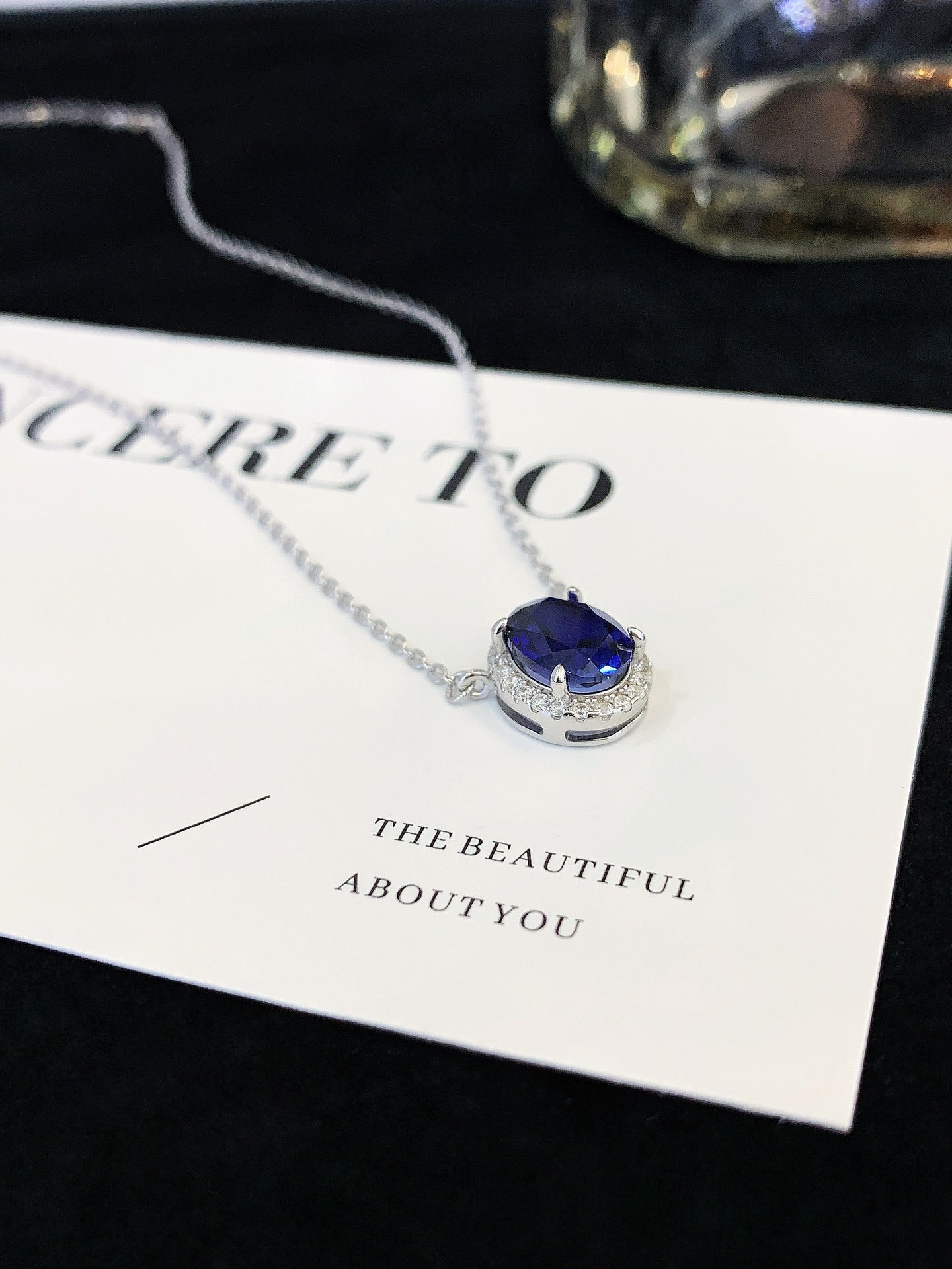 S925 silver sapphire necklace