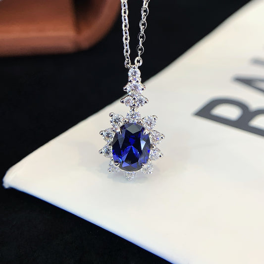 18K gold cultured sapphire pendant (oval)