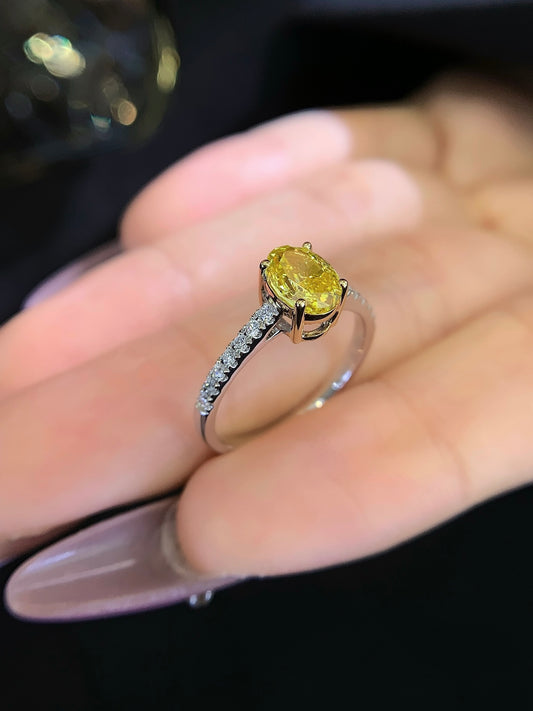 18K gold cultured yellow diamond ring