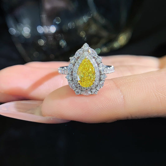 1.06ct18K gold cultured yellow diamond ring