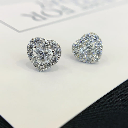 18K gold cultured diamond earrings [heart-shaped earrings]