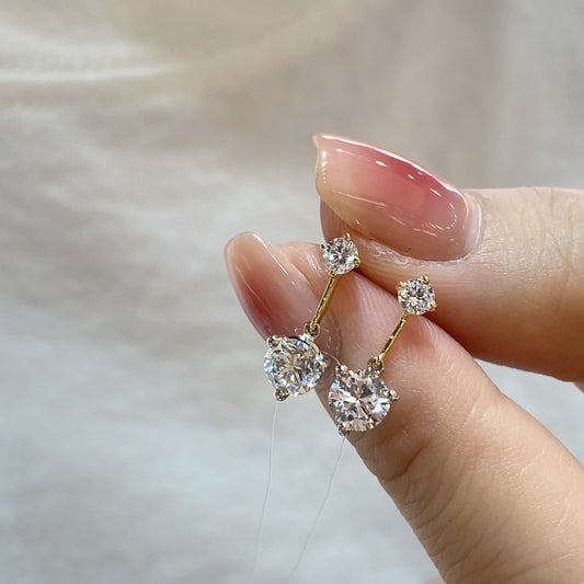 New Heart 18K Gold Cultured Diamond Earrings
