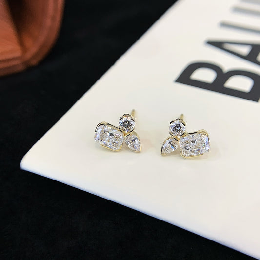 18K gold special-shaped cultured diamond earrings