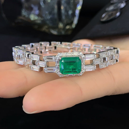 S925 silver inlaid colored gemstone bracelet