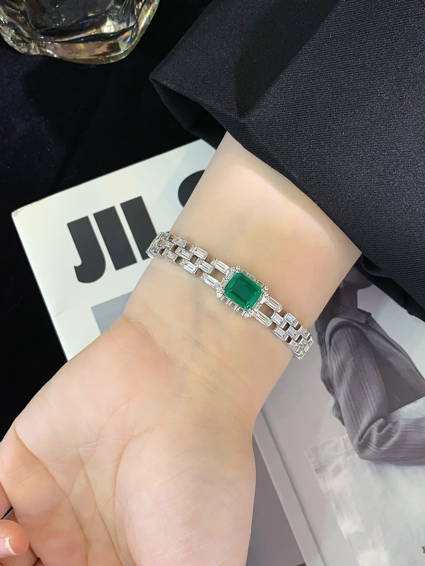 S925 silver inlaid colored gemstone bracelet
