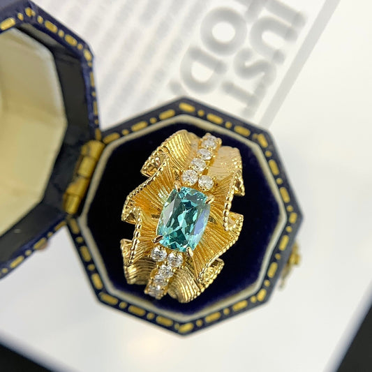 18K gold cultured Paraiba ring
