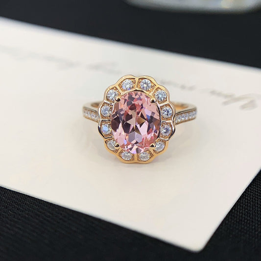 18K gold cultured pink sapphire ring