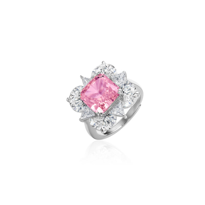 Pink High Carbon Diamond Sterling Silver Ring