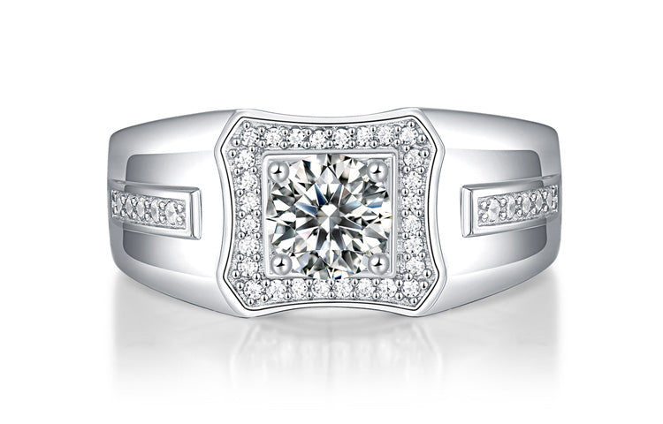 Men's Wide Ring Face Moissanite Design Ring