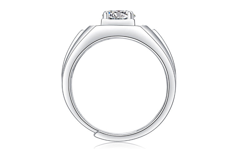 Men's Wide Ring Face Moissanite Design Ring