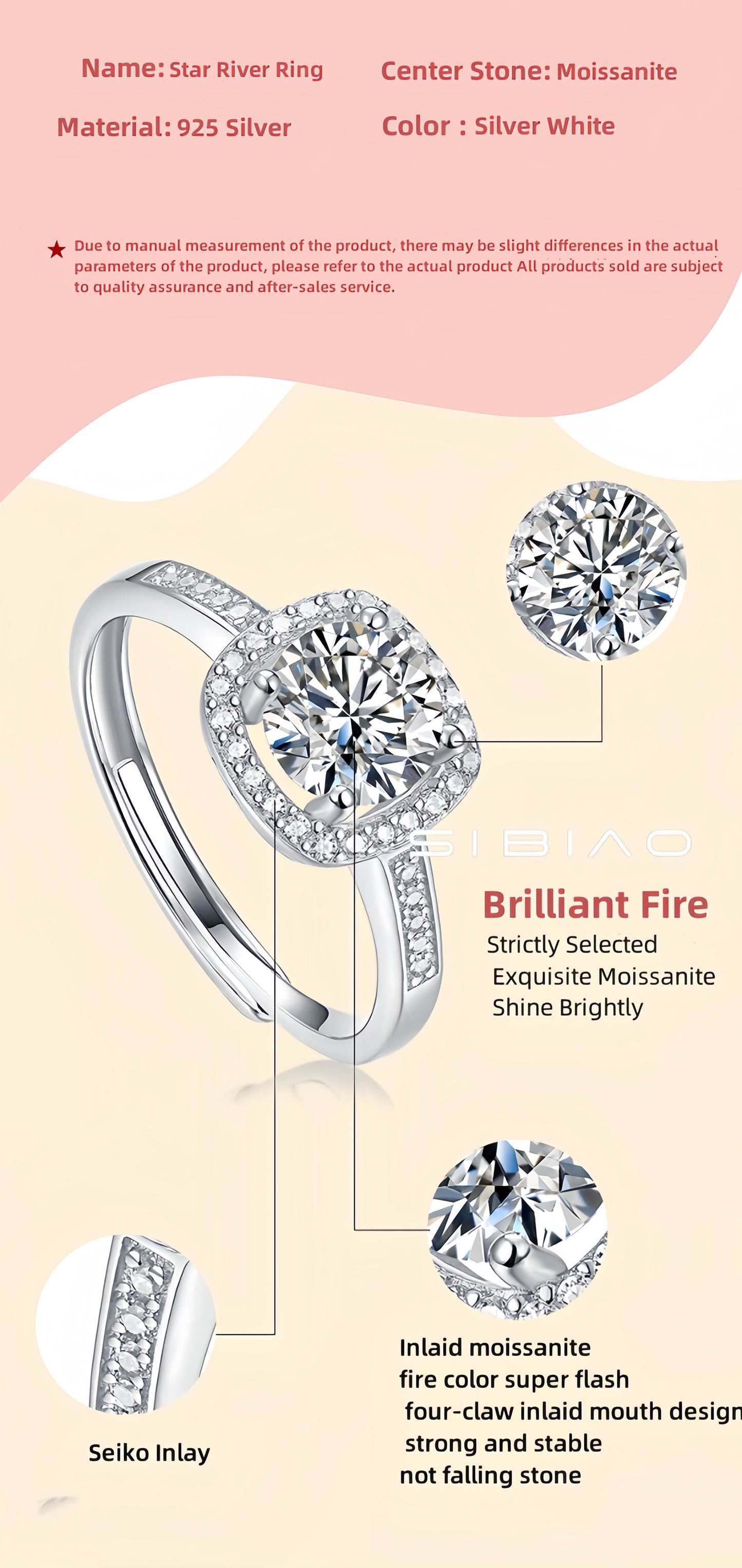 Square Simple Moissanite Diamond Ring