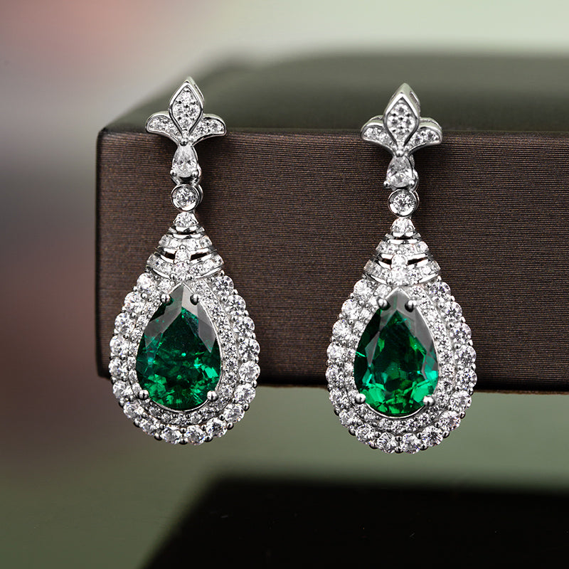 925 Sterling Silver Emerald Stud Earrings