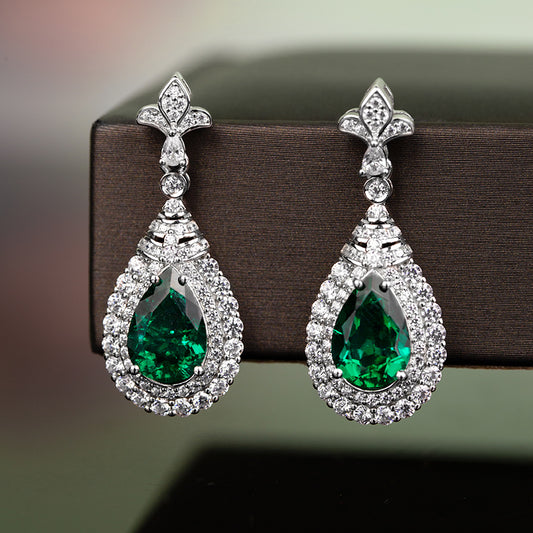 925 Sterling Silver Emerald Stud Earrings