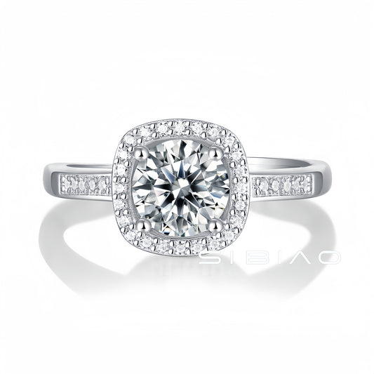 Square Simple Moissanite Diamond Ring