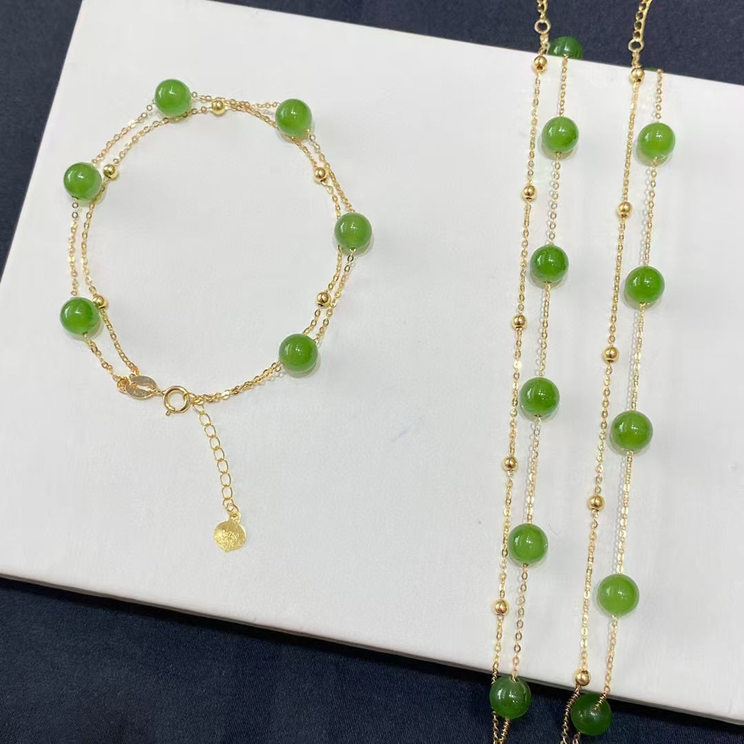 Hotan Jasper Gypsophila Bracelet