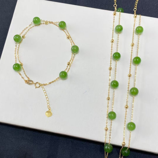Hotan Jasper Gypsophila Bracelet
