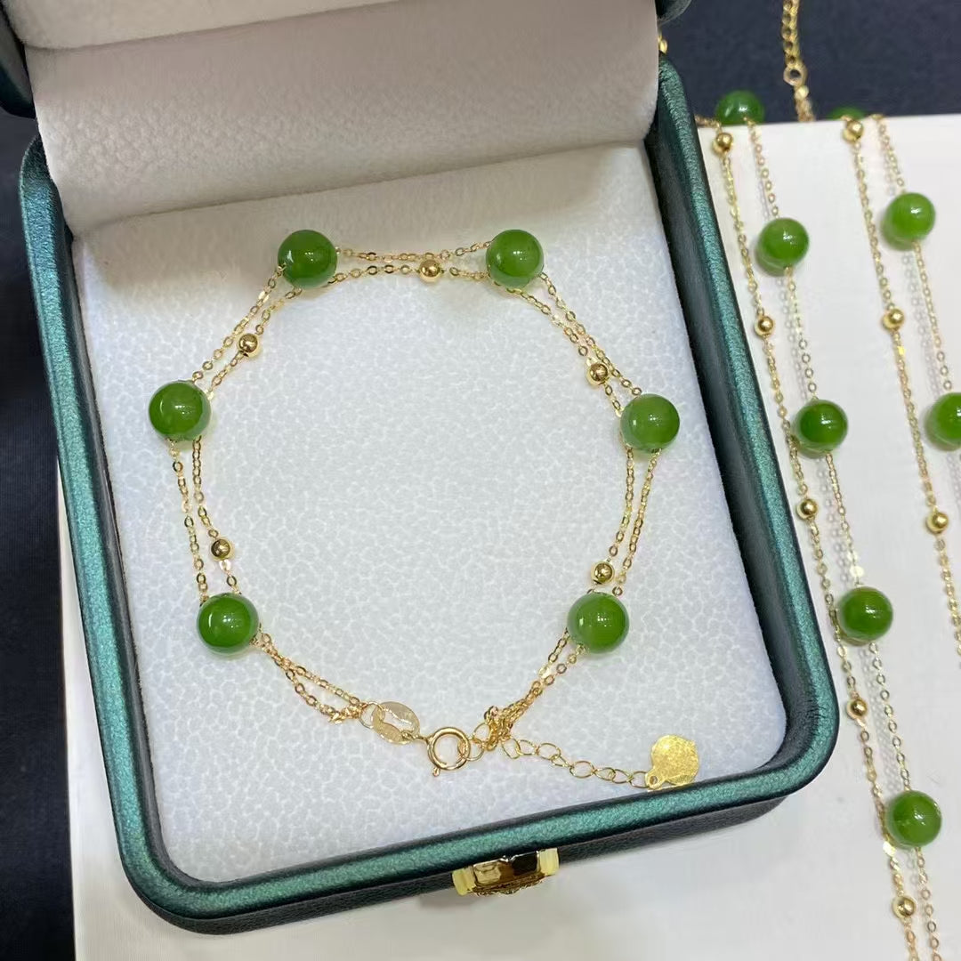 Hotan Jasper Gypsophila Bracelet