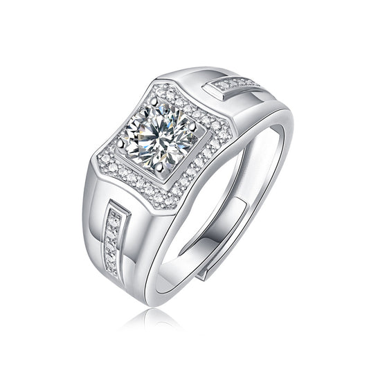 Men's Wide Ring Face Moissanite Design Ring