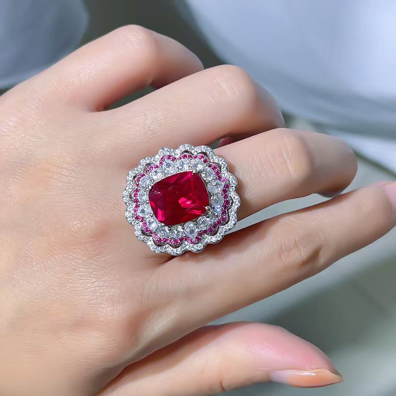 Sterling Silver Cultured Red Gemstone Ring