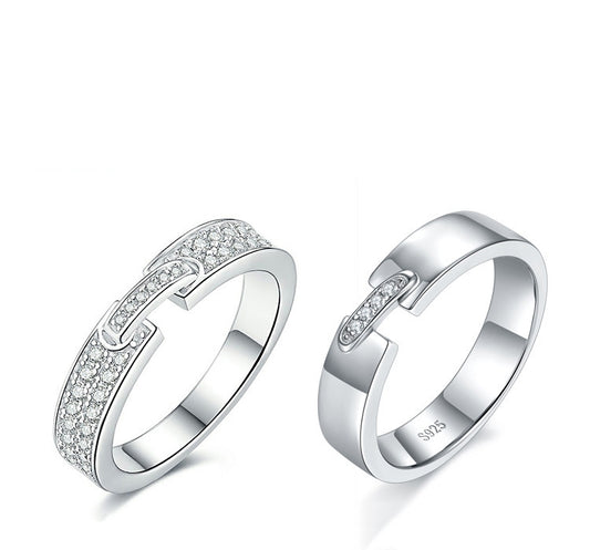 【04#】925 Silver Moissanite Couple Ring
